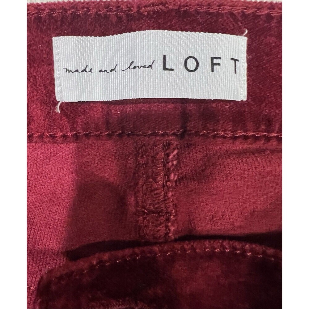 Loft Womens Red Velvet Velour Holiday Event Festive Elegant Pants 4/27 - Picture 5 of 7